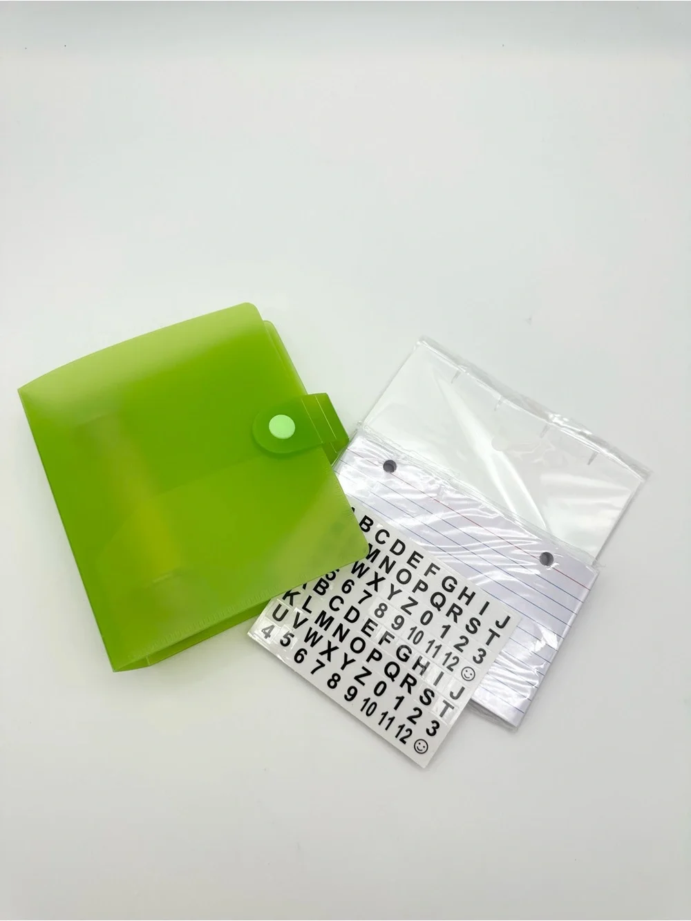 NWT Mini Index Card Organizer Set Lime Green Binder Wallet Dividers & Stickers